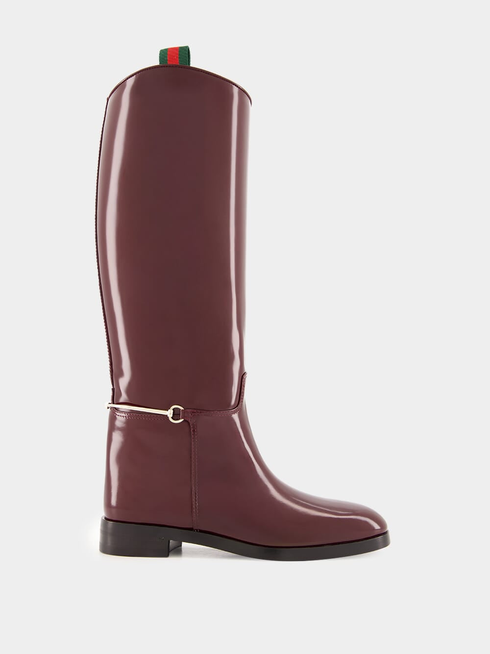 Burgundy Slim Horsebit Leather Boots