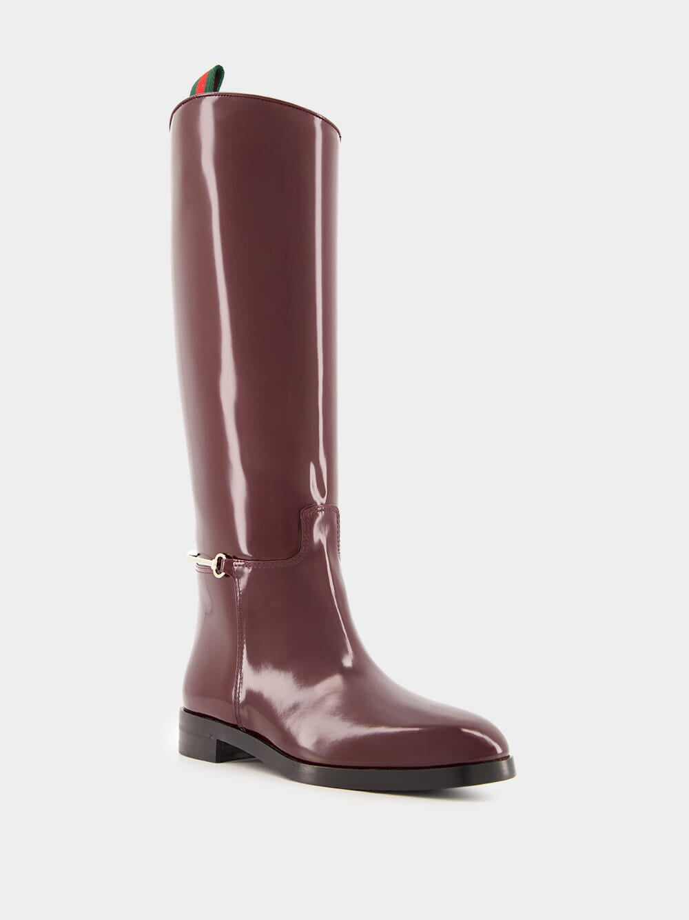 Burgundy Slim Horsebit Leather Boots