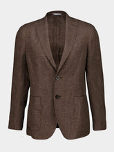 Boglioli Brown Checked Linen Blazer