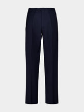 Boglioli Navy Blue Straight Fit Wool Trousers