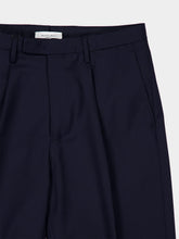 Boglioli Navy Blue Straight Fit Wool Trousers