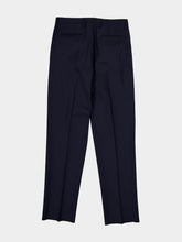 Boglioli Navy Blue Straight Fit Wool Trousers