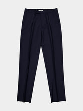 Boglioli Navy Blue Straight Fit Wool Trousers