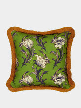 La DoubleJ Nymph Bloom Small Outdoor Cushion with Fringes