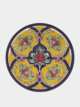 La DoubleJ Riviera Giallo Printed Round Wooden Tray Large