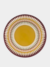 La DoubleJ Solid Yellow Printed Round Wooden Tray Large