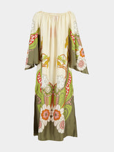 La DoubleJ Date Palms Goddess Placée Silk Midi Dress