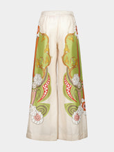 La DoubleJ Date Palms Placée Silk Palazzo Pants