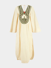 La DoubleJ Prometheus Ivory Embroidered Cotton Midi Dress