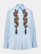 La DoubleJ Peony Placée Embroidered Cotton Boyfriend Shirt