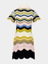 La DoubleJ Green and Pink Cotton Knit Chevron Mini Dress