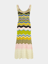 La DoubleJ Green and Pink Cotton Knit Chevron Sundress