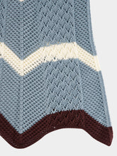 La DoubleJ Color Block Blue and Ivory Cotton Knit Chevron Top