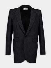 Saint Laurent Striped Anthracite Wool Blazer
