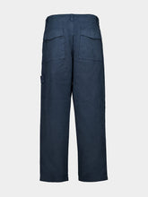 Stone Island Slate Blue Cotton Linen Ghost Fatigue Trousers