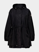 Moncler Black Hooded Ruched Rain Jacket
