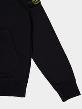 Stone Island Black Organic Cotton Fleece Hooded Sweatshirt