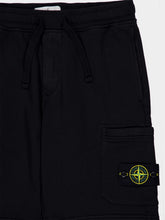 Stone Island Black Cotton Fleece Jogger Shorts