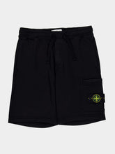 Stone Island Black Cotton Fleece Jogger Shorts