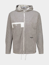 Stone Island Navy Blue Marina Striped Cotton Hooded Jacket