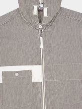 Stone Island Navy Blue Marina Striped Cotton Hooded Jacket