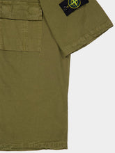Stone Island Military Green Brushed Organic Cotton Canvas Shirt