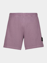 Stone Island Purple Grey Malfilé Cotton Fleece Jogger Shorts