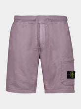 Stone Island Purple Gray Cotton Fleece Jogger Shorts