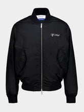Off-White Black Script Varsity Nylon Bomber Jacket