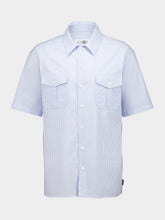 MM6 Maison Margiela Light Blue Striped Cotton Short Sleeve Shirt