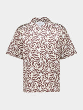 Prada Tan and White Printed Cotton Bowling Shirt