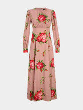 Dolce & Gabbana Rose Bouquet Print Silk Maxi Dress