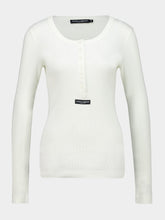 Dolce & Gabbana White Ribbed Long Sleeve Top