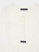 Dolce & Gabbana White Ribbed Long Sleeve Top