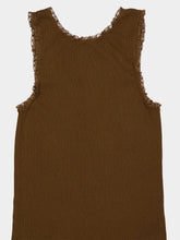 Miu Miu Cocoa Pointelle Lace Cotton Tank Top