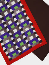 Miu Miu Indigo and Red Printed Silk Scarf