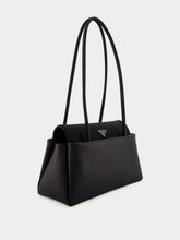 Prada Black Passage Medium Leather Bag with Re-Nylon Flap
