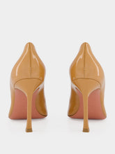 Amina Muaddi Latte Camelia Pearly Patent 90 Pumps