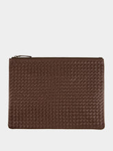 Dragon Diffusion Dark Brown A4 Woven Leather Pochette