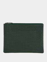 Dragon Diffusion Forest Green A4 Woven Leather Pochette