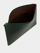 Dragon Diffusion Forest Green A4 Woven Leather Pochette