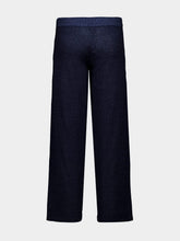 Piacenza 1733 Navy Blue Silk and Linen Wide-Leg Trousers