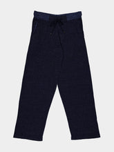 Piacenza 1733 Navy Blue Silk and Linen Wide-Leg Trousers