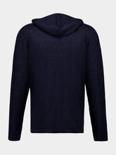 Piacenza 1733 Navy Blue Silk Linen Zip Hooded Sweatshirt