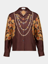 Versace Brown Printed Silk Twill Shirt with Chain Motif
