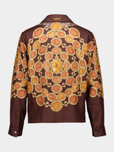 Versace Brown Printed Silk Twill Shirt with Chain Motif
