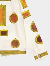 Versace White Printed Silk Twill Shirt with Frame Motif