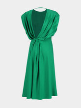 Versace Emerald Sleeveless Jacquard Cocktail Midi Dress