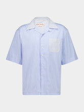 Marni Opal Blue Striped Poplin Bowling Shirt