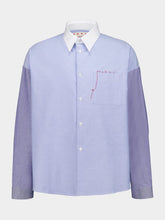 Marni Blue Two-Tone Cotton Buttoned Shirt